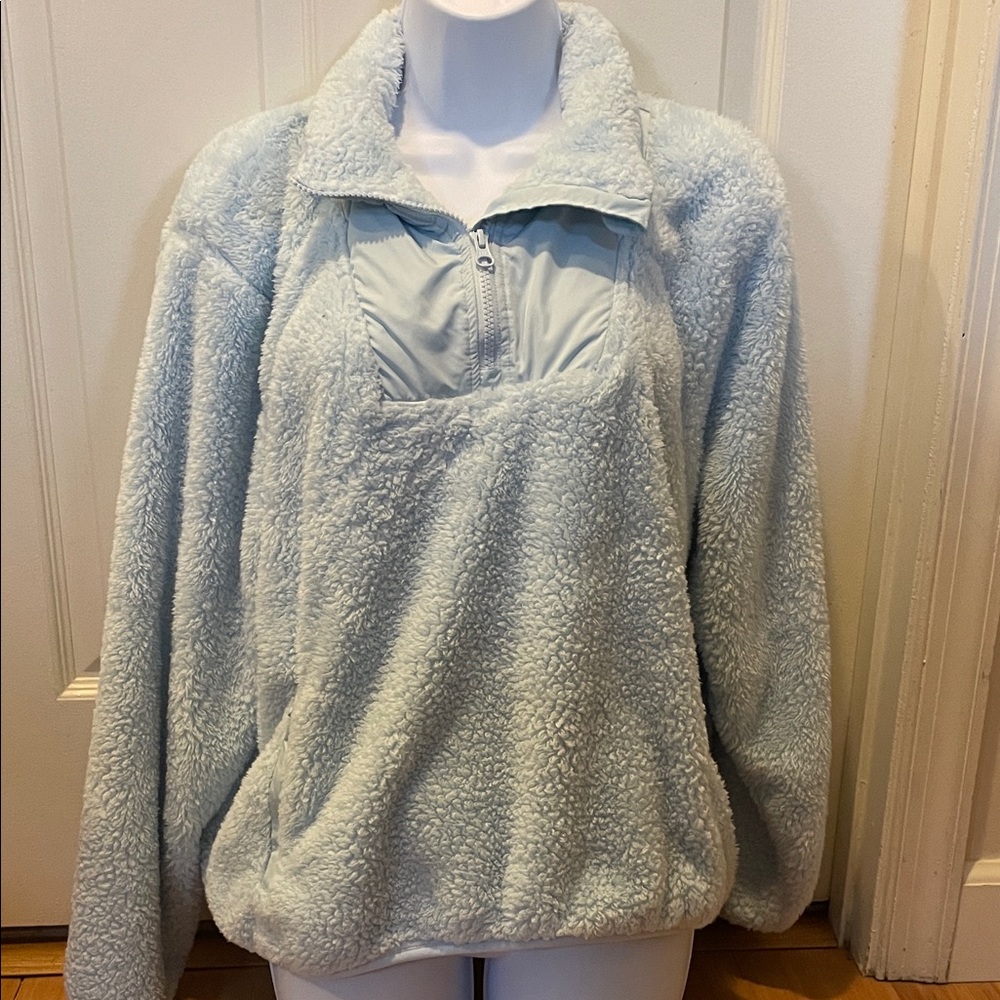 Soft and Warm Lands' End Light Blue Teddy Jacket